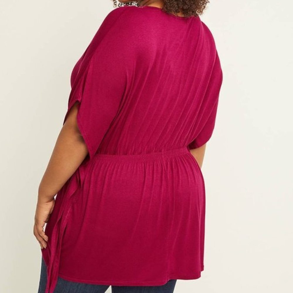 Lane Bryant Cinched Waist Kimono Tunic Crochet Top - Picture 2 of 4